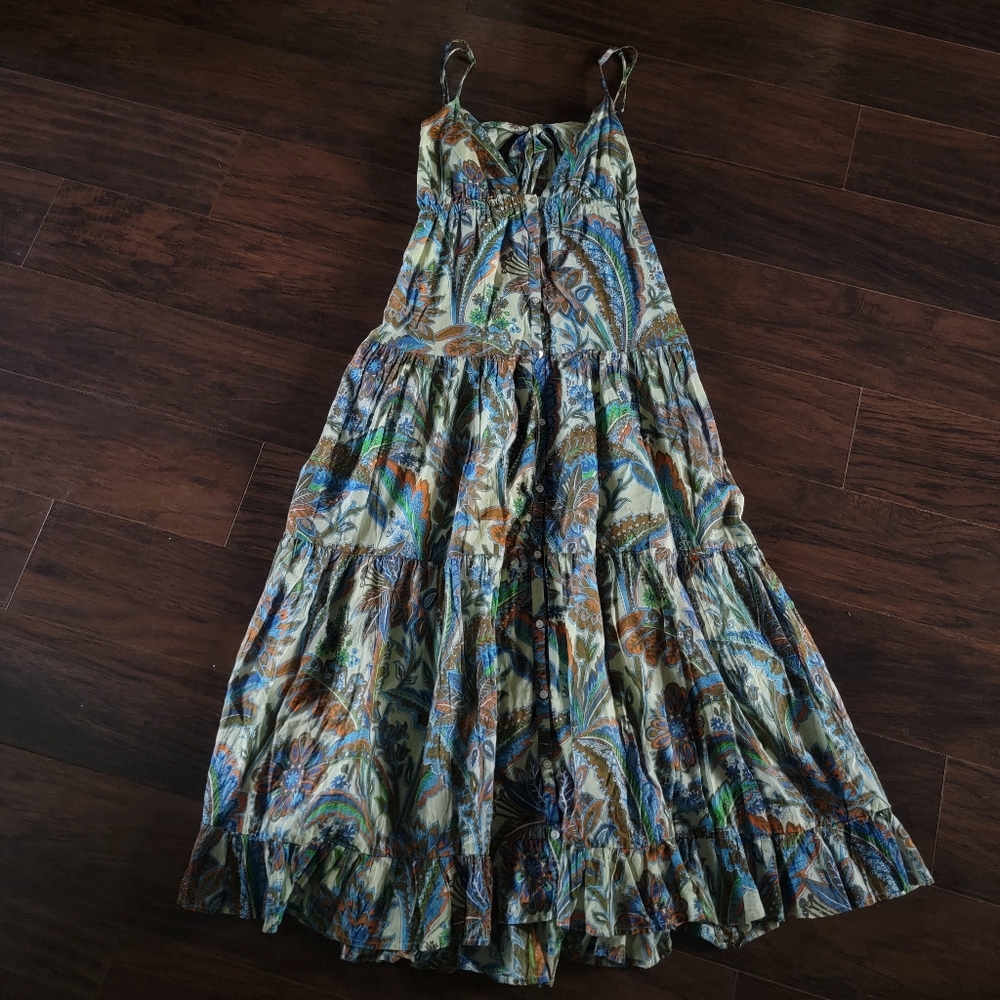 House of Harlow Cutout Tie Empire Waist Floral Paisley Beach Summer‎ Maxi Dress - Picture 10 of 15